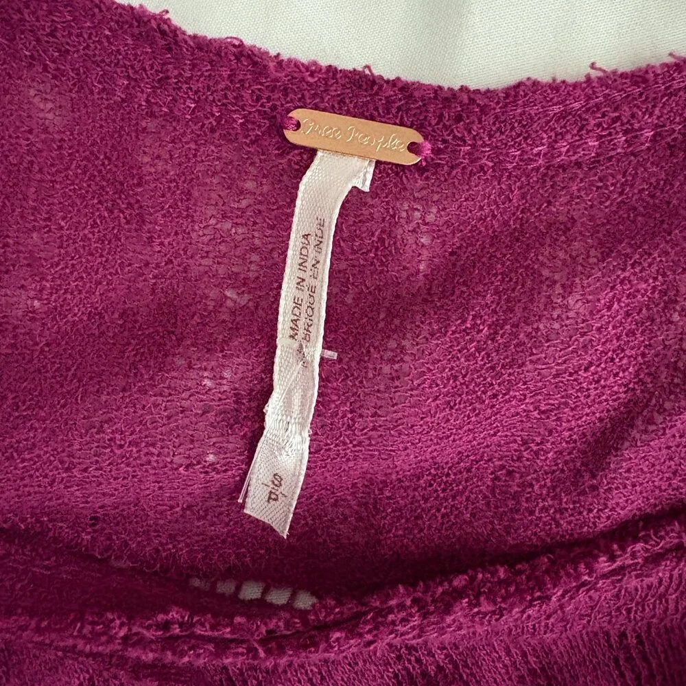 Free People I'm Your Baby Lace Crochet Pullover Plum Boho Preppy S
